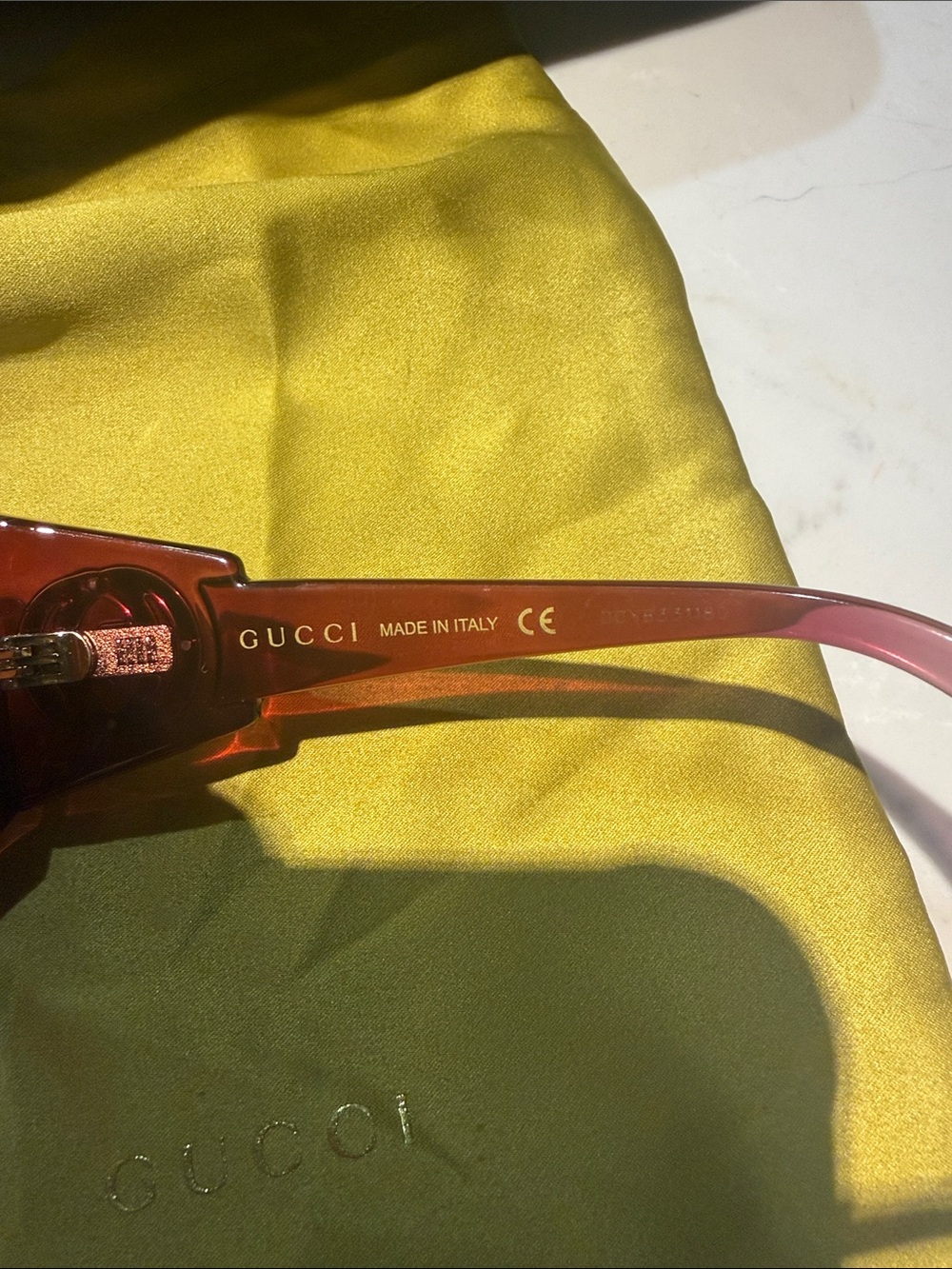 Gucci Square-Frame Injection Sunglasses Red Womens - Picture 8 of 8